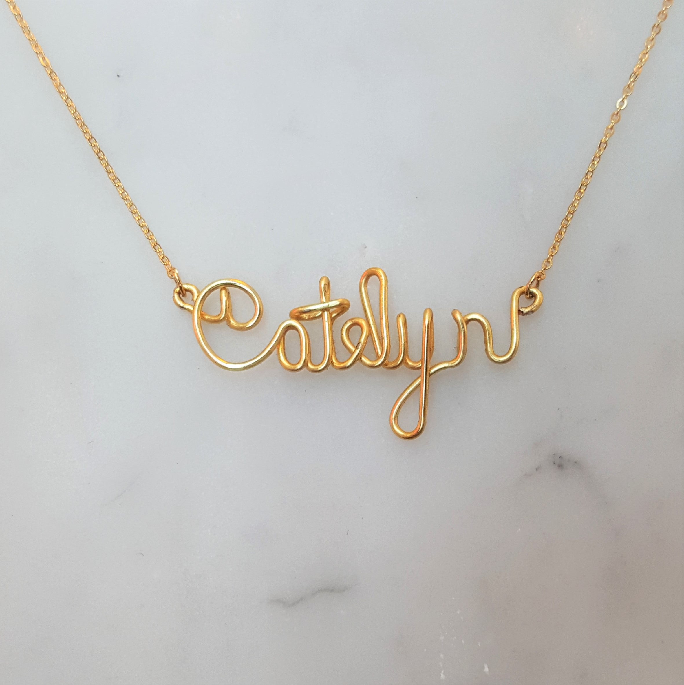14k gold wire name necklace deals